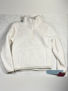Wondershop M (8) Girls Fleece Sleepwear In Soft White Plush quarter zip  NWT